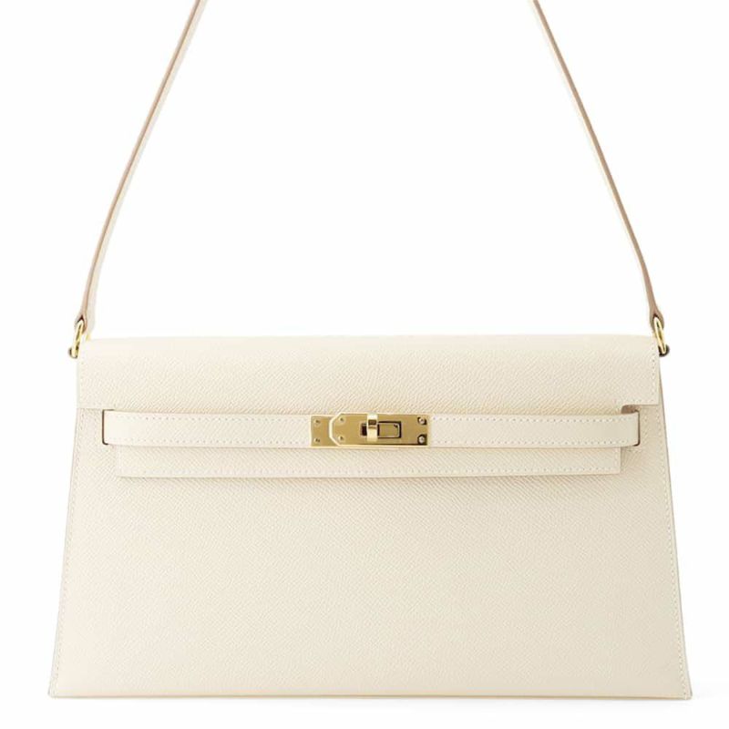 エルメス クラッチバッグ ケリーエラン クレ/ゴールド金具 エプソン W刻印 2wayショルダー