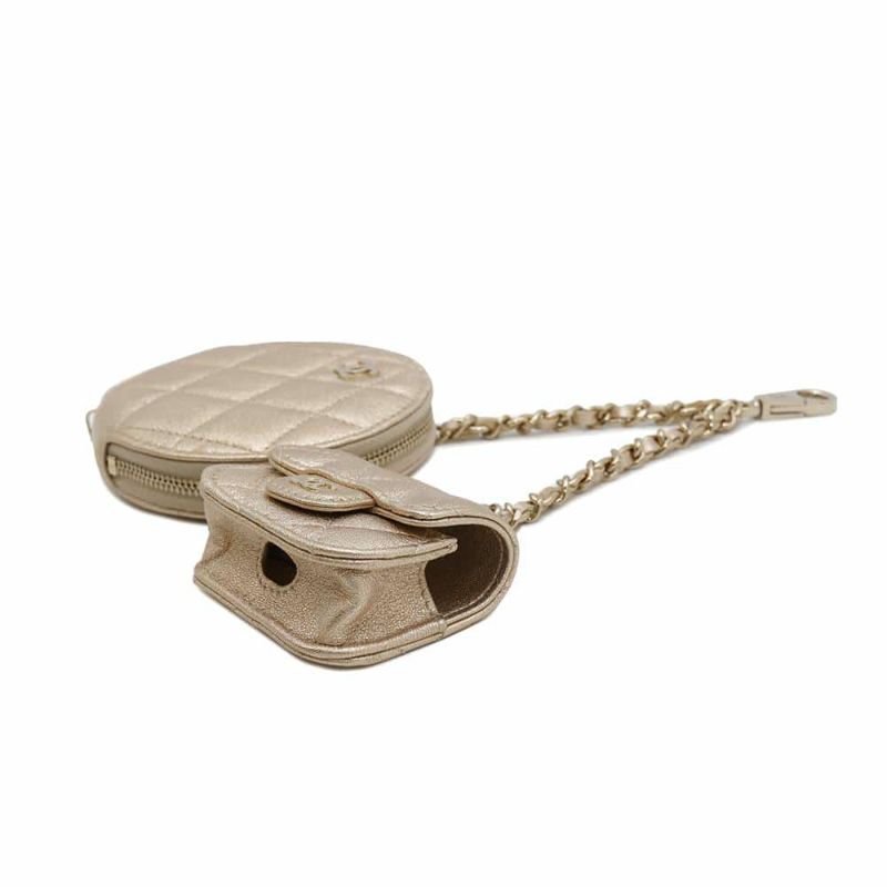 シャネル ノベルティ コインケース AirPodsケース チェーンセット マトラッセ ココマーク ラムスキン CHANEL イヤーズギフト