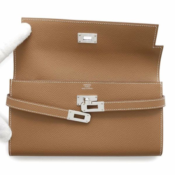 エルメス 長財布 ケリーウォレット ロング ゴールド/シルバー金具 エプソン B刻印 HERMES 財布