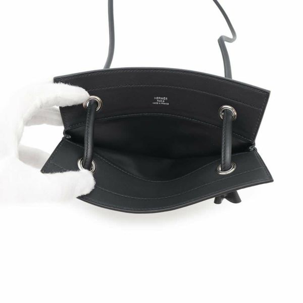 エルメス ショルダーバッグ サック アリーヌ ミニ ブラック/シルバー金具 スイフト C刻印 HERMES 黒