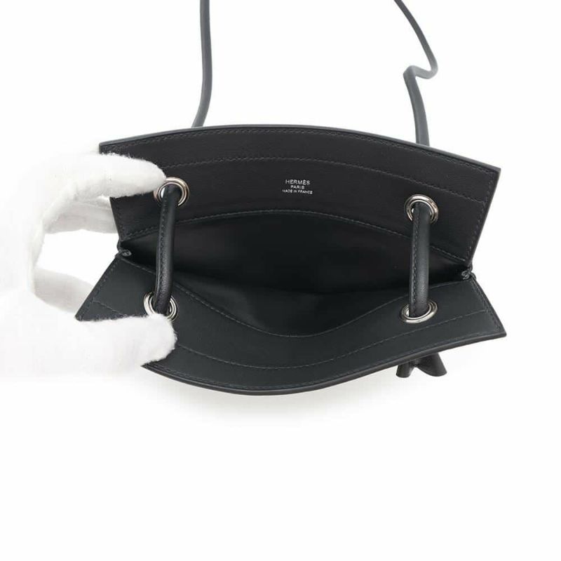 エルメス ショルダーバッグ サック アリーヌ ミニ ブラック/シルバー金具 スイフト C刻印 HERMES 黒