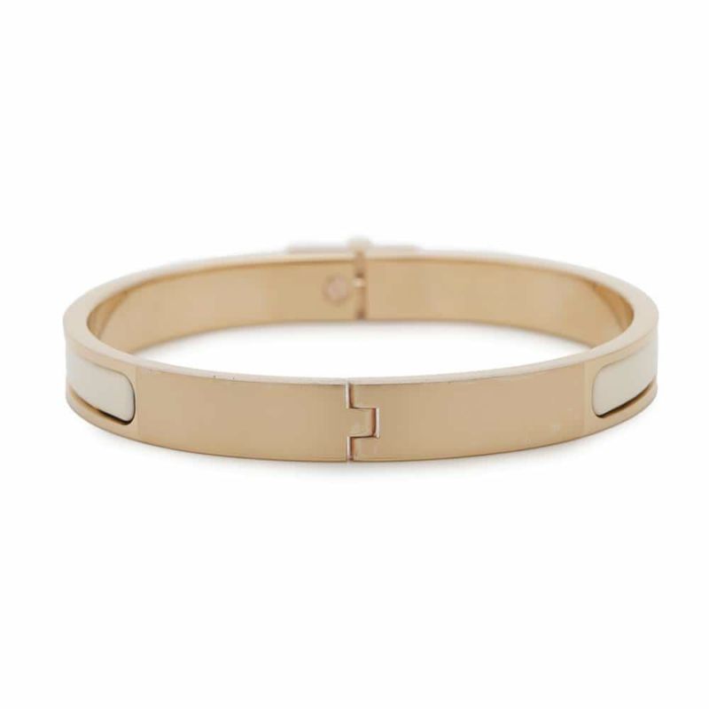 エルメス ブレスレット ミニクリック ケリー GM エナメル クレーム/ピンクゴールド金具 HERMES