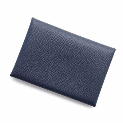 エルメス コインケース カルヴィ デュオ ブルーネイビー/シルバー金具 エプソン B刻印 財布