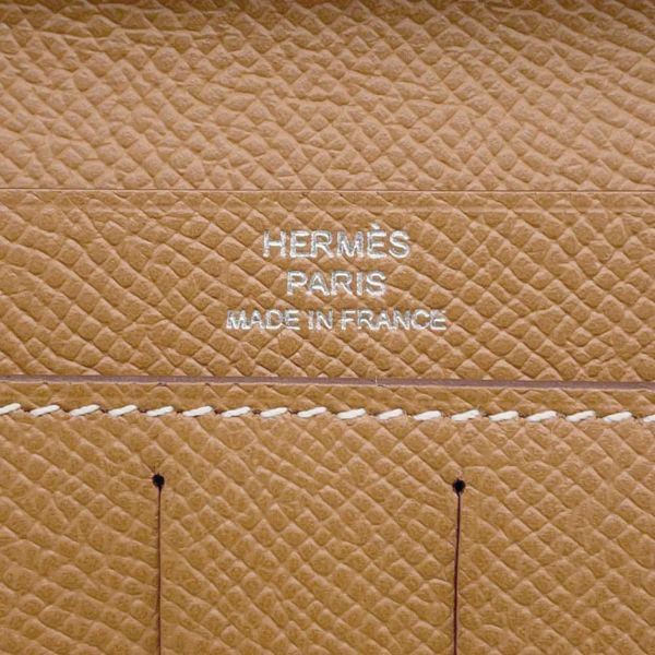 エルメス 二つ折り長財布 シチズンツイル ロング コンビネ ゴールド/シルバー金具 エプソン W刻印