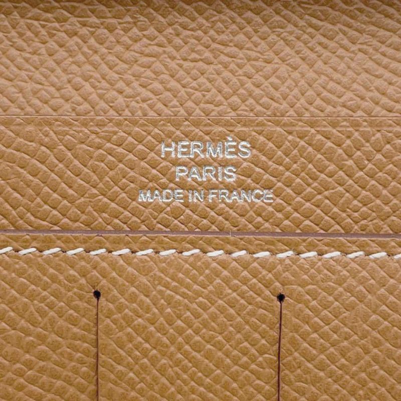 エルメス 二つ折り長財布 シチズンツイル ロング コンビネ ゴールド/シルバー金具 エプソン W刻印