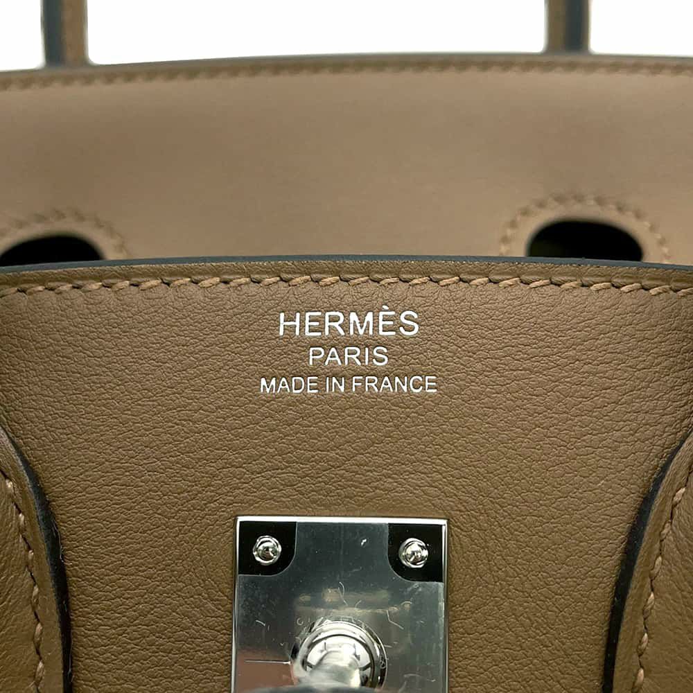 エルメス バーキン25 ヴェルソ アルザン/ベージュマルファ/シルバー金具 スイフト W刻印 HERMES Birkin ハンドバッグ