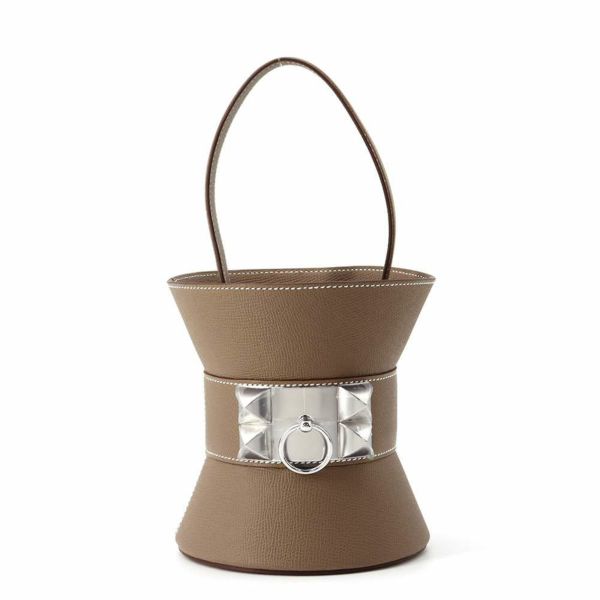 エルメス ハンドバッグ ミニ メドール エトゥープ/シルバー金具 エプソン W刻印 HERMES バッグ