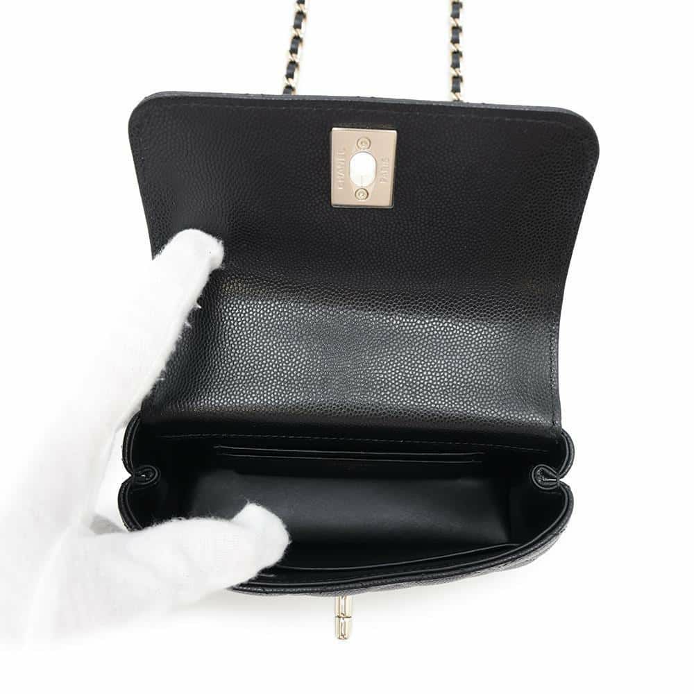 シャネル ハンドバッグ マトラッセ ココハンドル ミニミニ キャビアスキン AP4244 2wayチェーンショルダー 黒