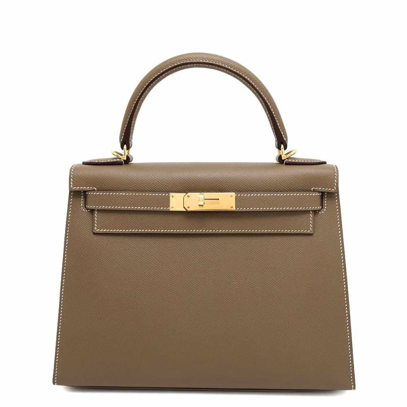 エルメス ハンドバッグ ケリー28 外縫い エトゥープ/ゴールド金具 エプソン Y刻印 2wayショルダー