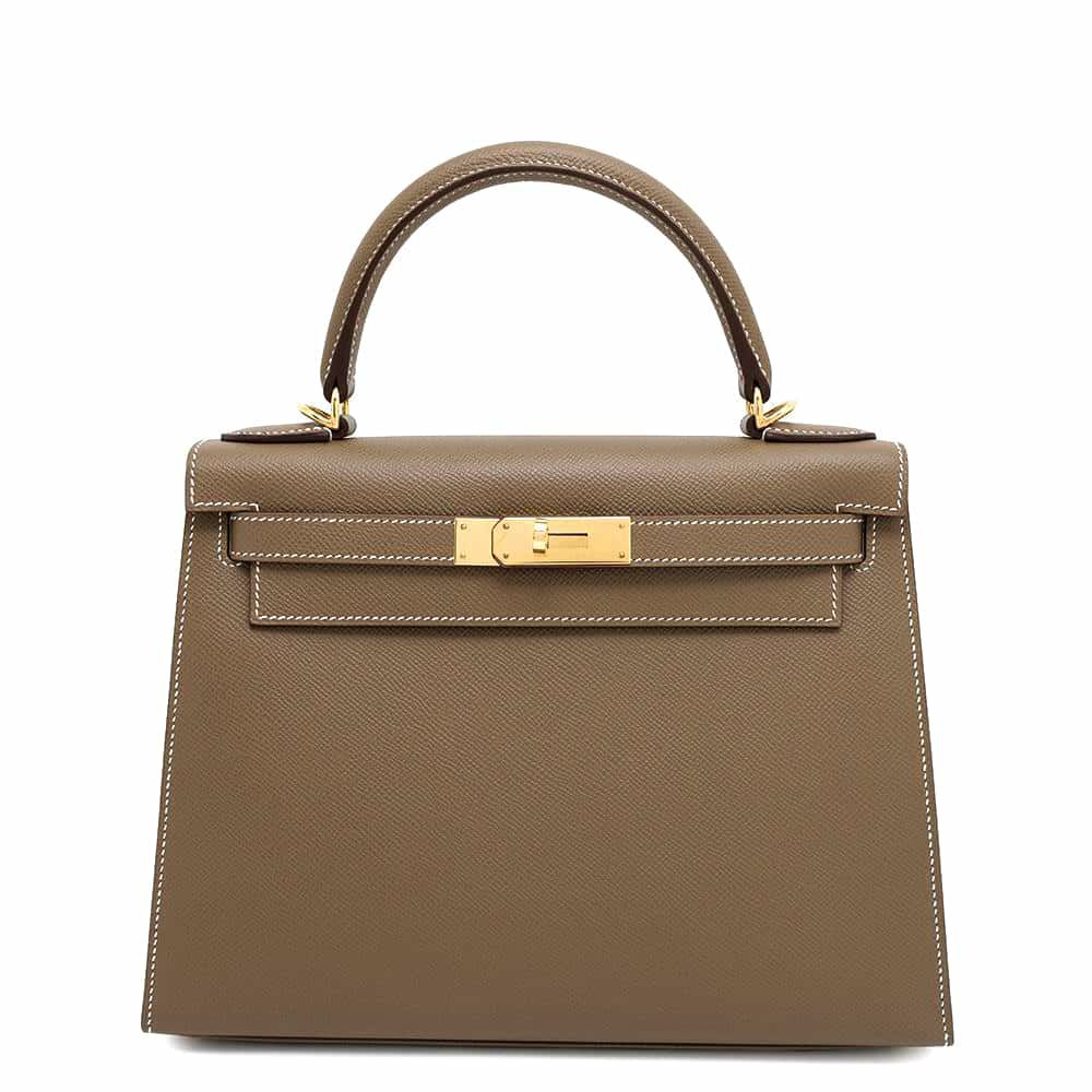 エルメス ハンドバッグ ケリー28 外縫い エトゥープ/ゴールド金具 エプソン Y刻印 2wayショルダー
