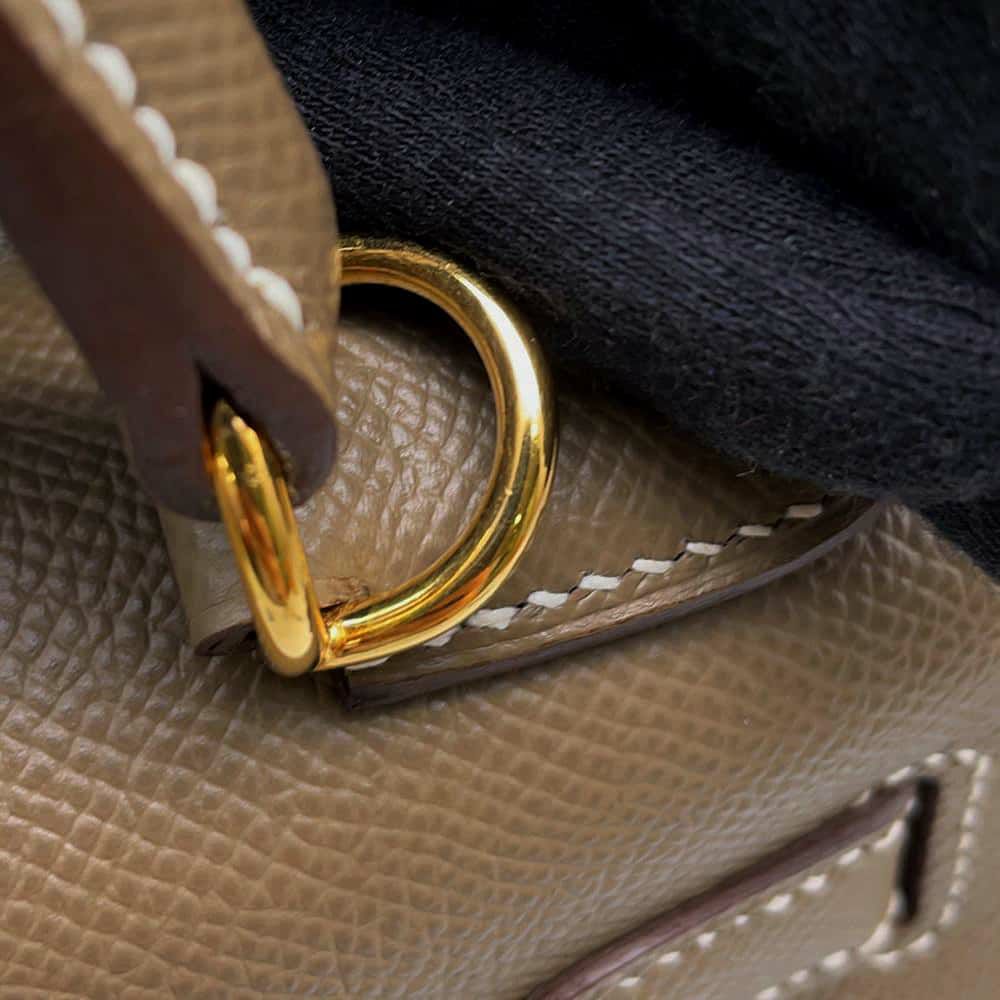 エルメス ハンドバッグ ケリー28 外縫い エトゥープ/ゴールド金具 エプソン Y刻印 2wayショルダー