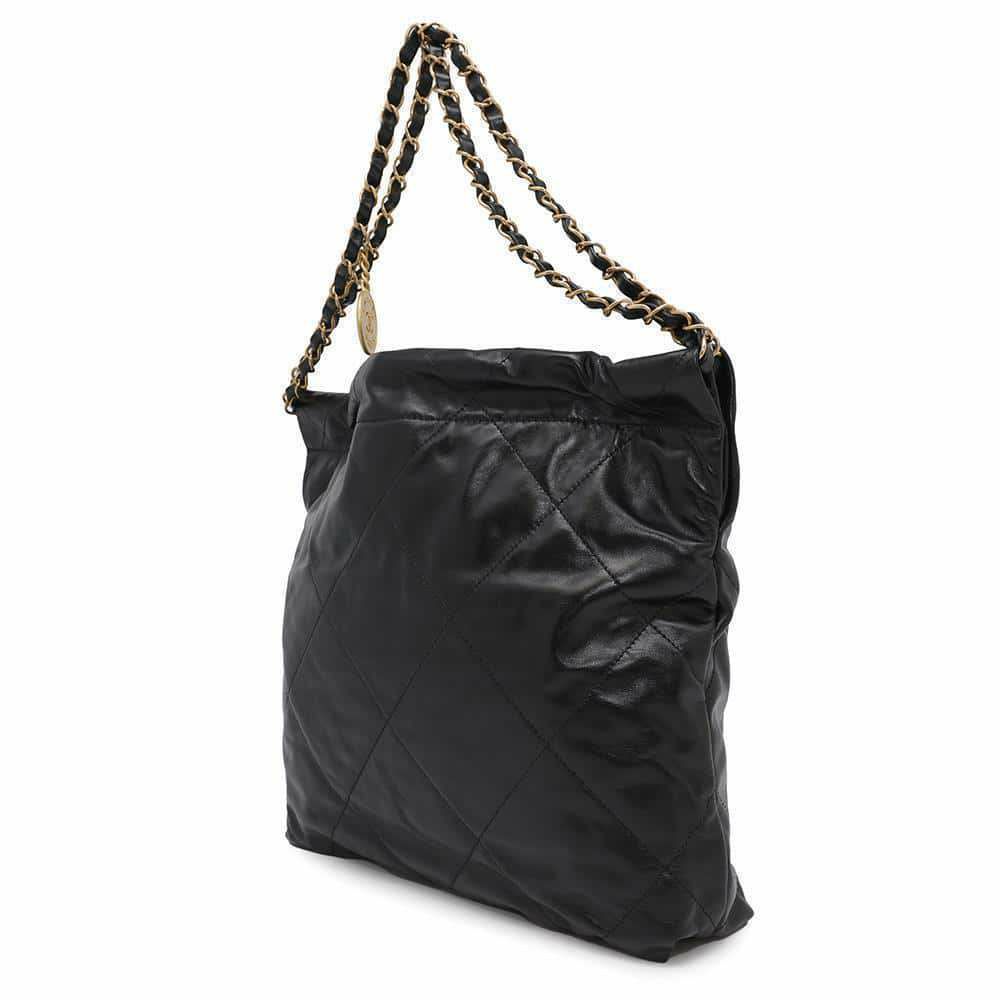 シャネル チェーンショルダーバッグ CHANEL22 スモール シャイニーカーフレザー AS3260 CHANEL ポーチ付き 黒