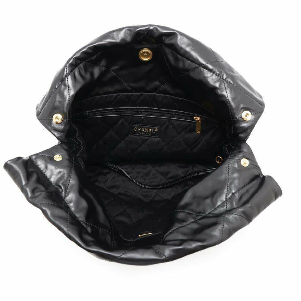 シャネル チェーンショルダーバッグ CHANEL22 スモール シャイニーカーフレザー AS3260 CHANEL ポーチ付き 黒