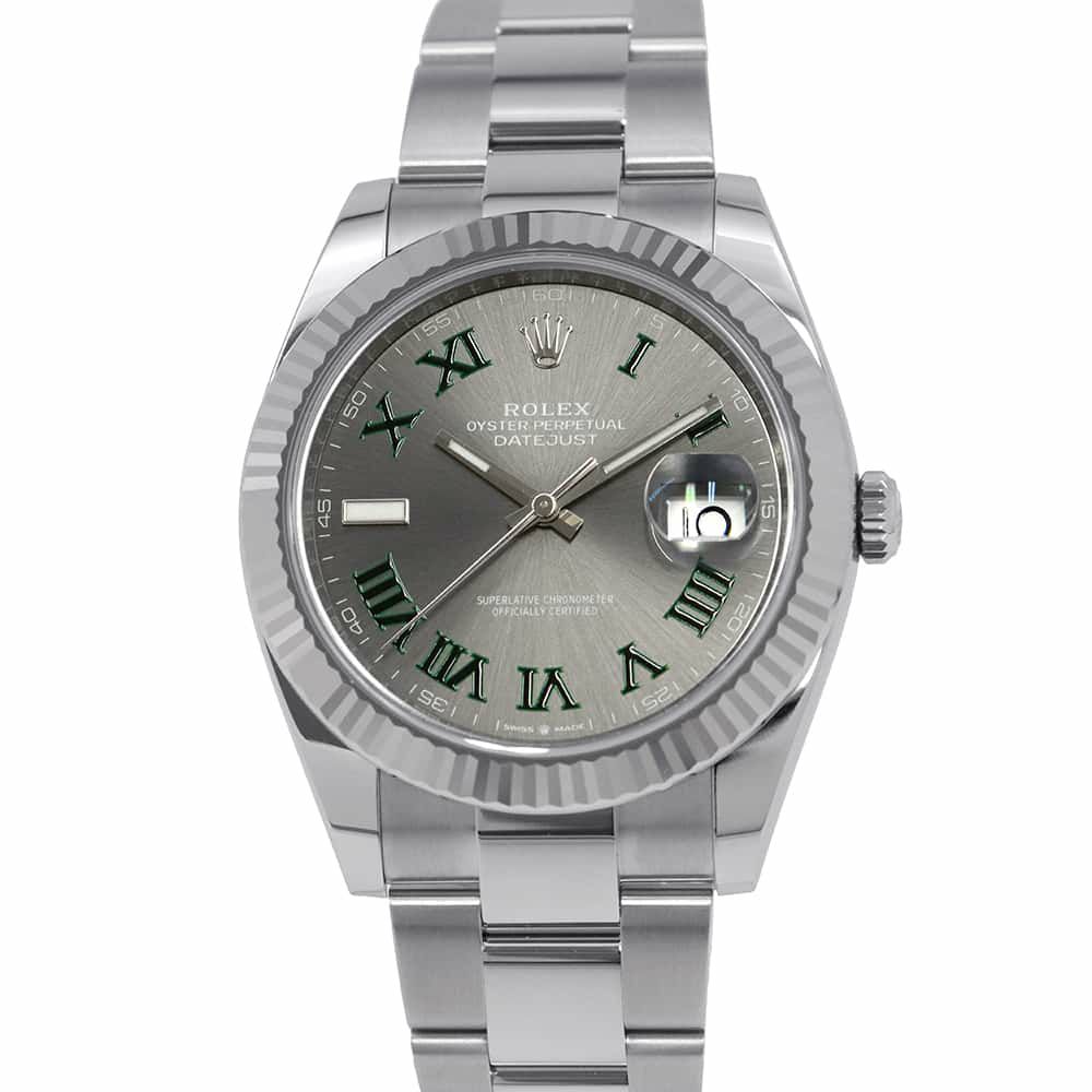 ロレックス デイトジャスト41 SS/K18WG ランダムシリアル ルーレット 126334 ROLEX 腕時計 スレート文字盤 ローマン