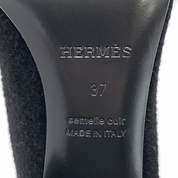 エルメス ブーツ ヴォルヴェール60 ニット/カーフレザー レディースサイズ37 HERMES ショートブーツ 黒
