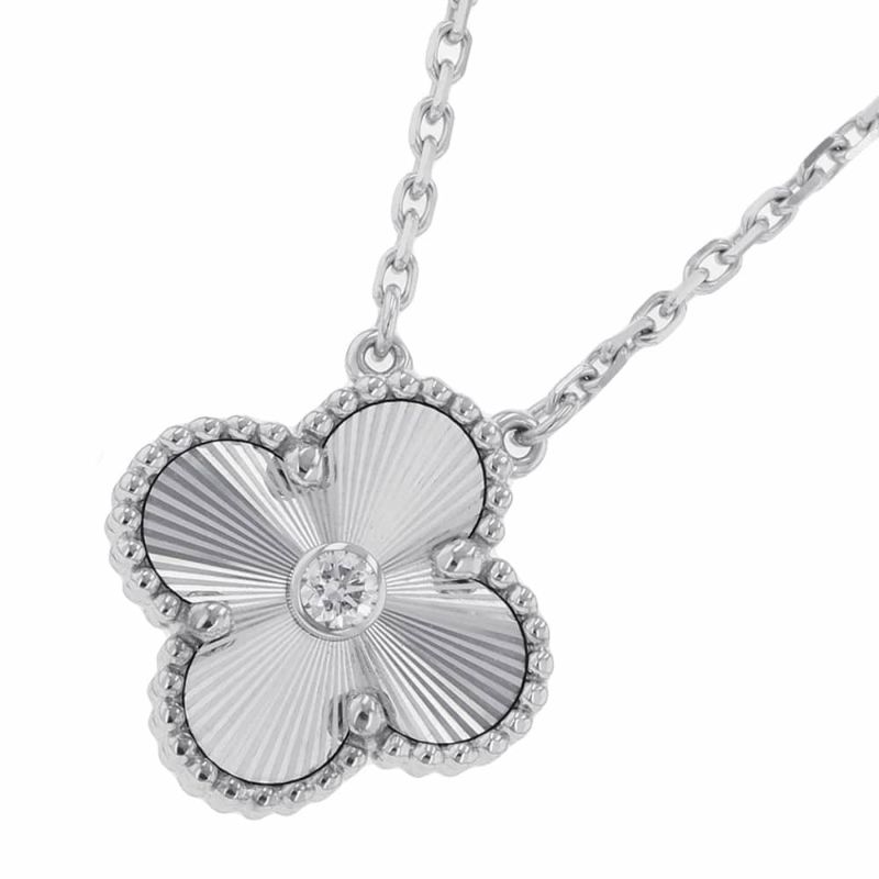 ヴァンクリーフ&アーペル ネックレス ヴィンテージ アルハンブラ ギヨシェ ダイヤ 1P K18WG VCARP6L800 2020年ホリデー限定