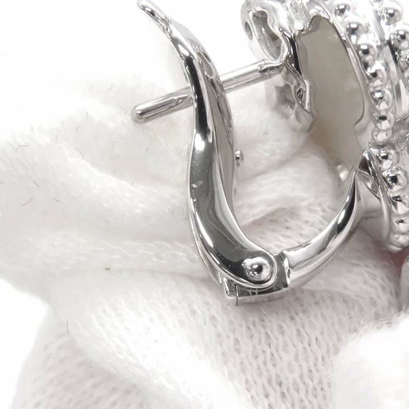 ヴァンクリーフ&アーペル ピアス マジック アルハンブラ イヤリング 3モチーフ ホワイト&グレー マザーオブパール カルセドニー K18WG