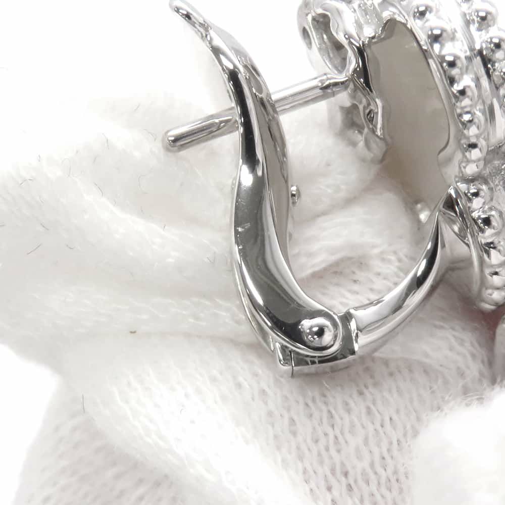 ヴァンクリーフ&アーペル ピアス マジック アルハンブラ イヤリング 3モチーフ ホワイト&グレー マザーオブパール カルセドニー K18WG