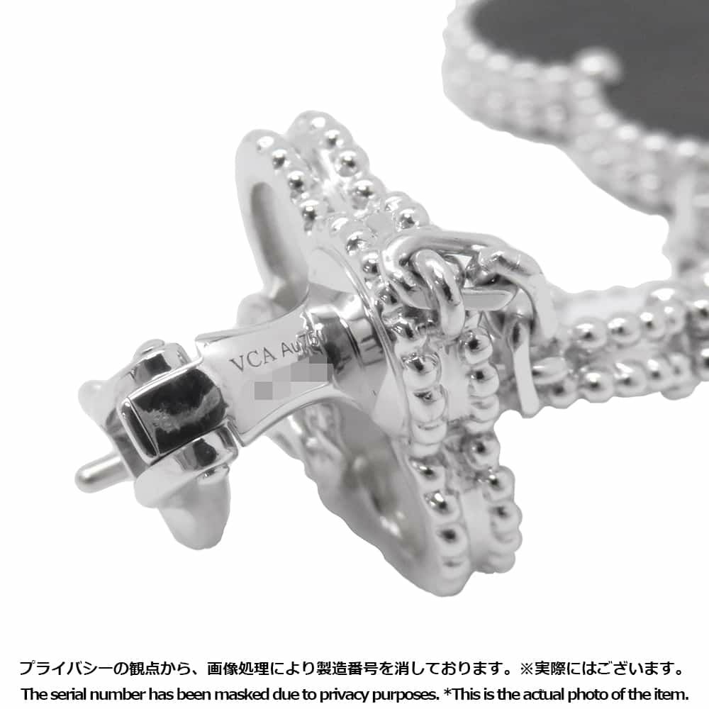 ヴァンクリーフ&アーペル ピアス マジック アルハンブラ イヤリング 3モチーフ ホワイト&グレー マザーオブパール カルセドニー K18WG