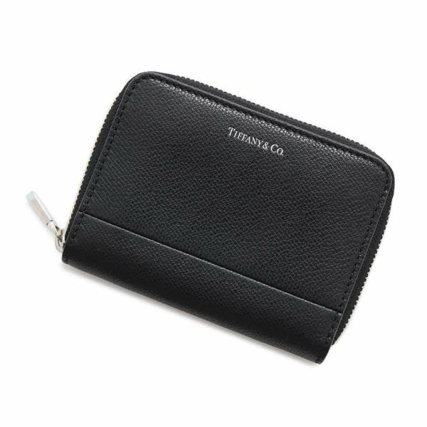 ティファニー コインケース レザー Tiffany&Co. 財布 小銭入れ ラウンドファスナー 黒