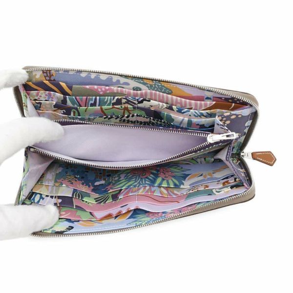 エルメス 長財布 アザップロング シルクイン エトゥープ/シルバー金具 エプソン W刻印 財布