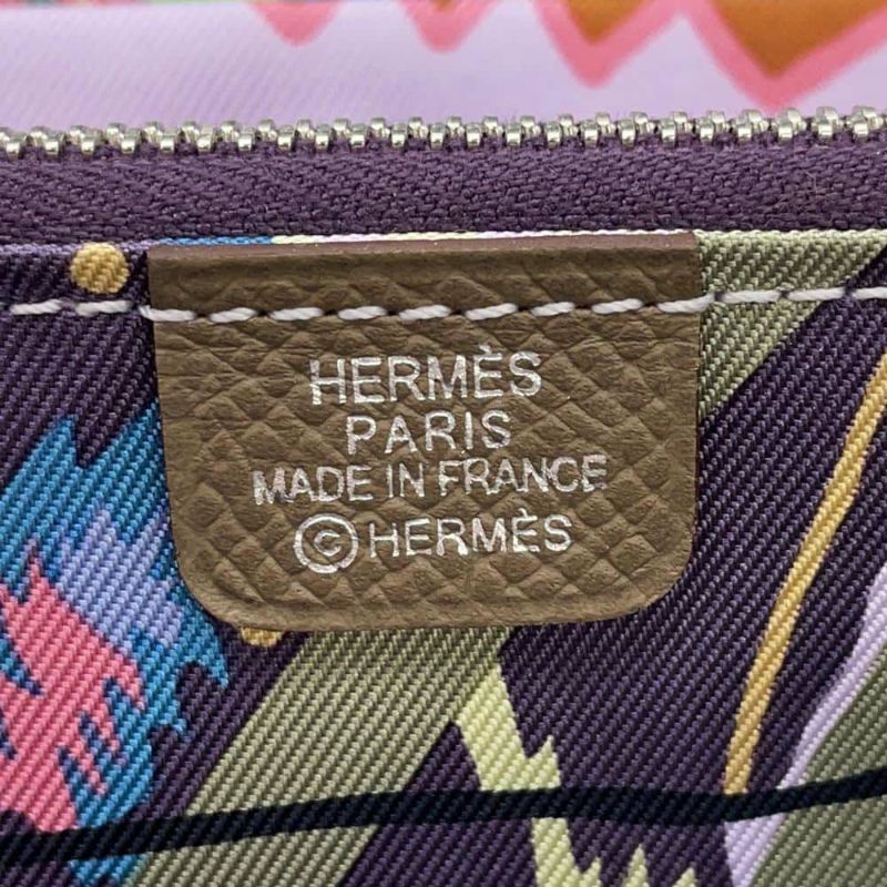 エルメス 長財布 アザップロング シルクイン エトゥープ/シルバー金具 エプソン W刻印 財布