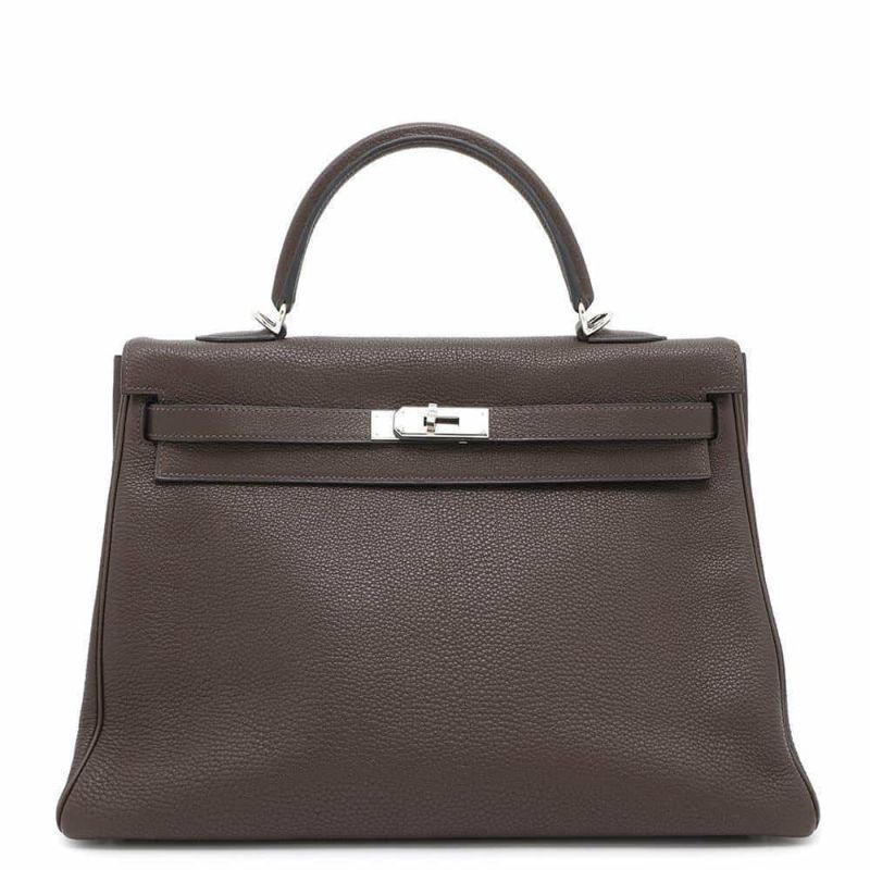 エルメス ハンドバッグ ケリー35 内縫い ショコラ/シルバー金具 トゴ □J刻印 2way