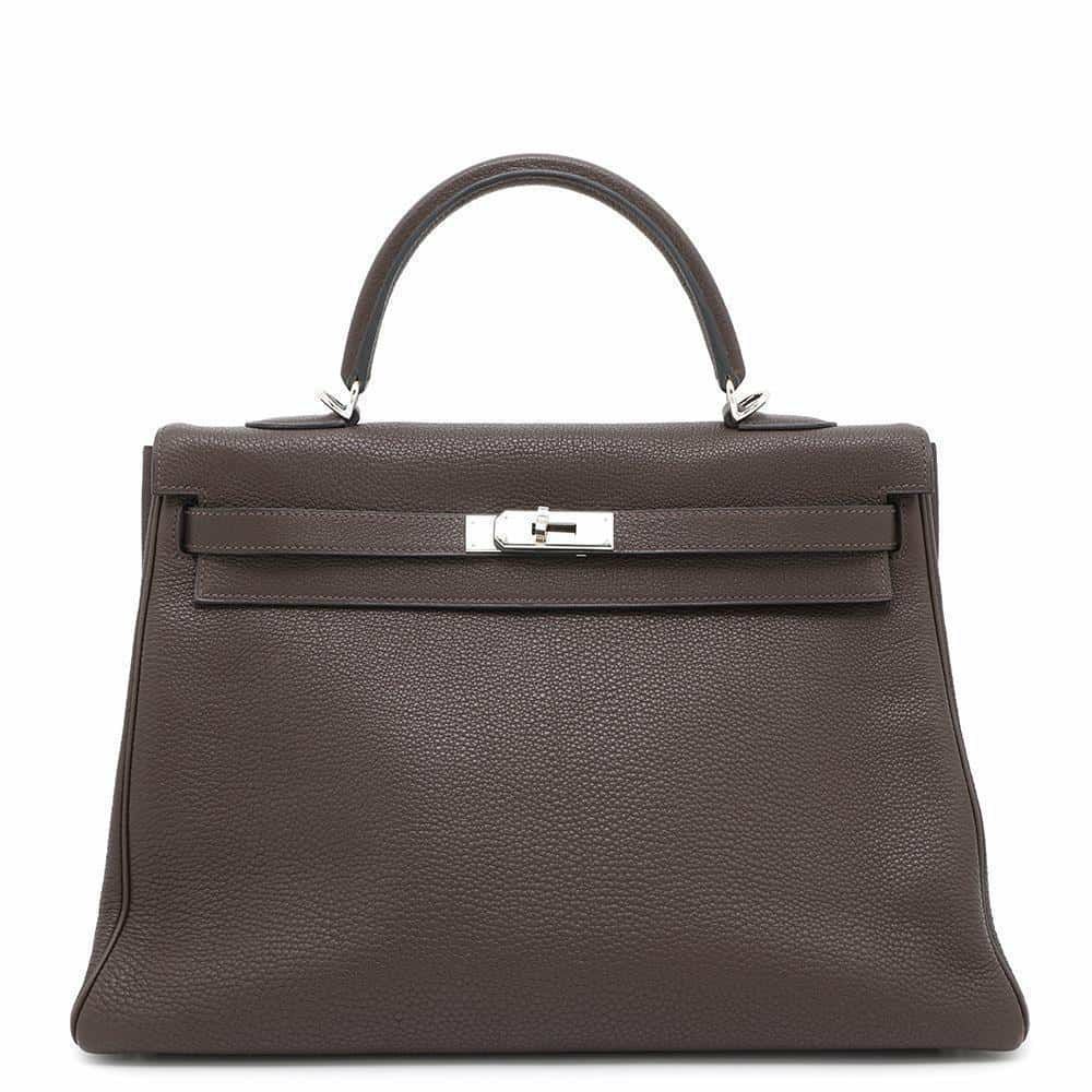 エルメス ハンドバッグ ケリー35 内縫い ショコラ/シルバー金具 トゴ □J刻印 2way