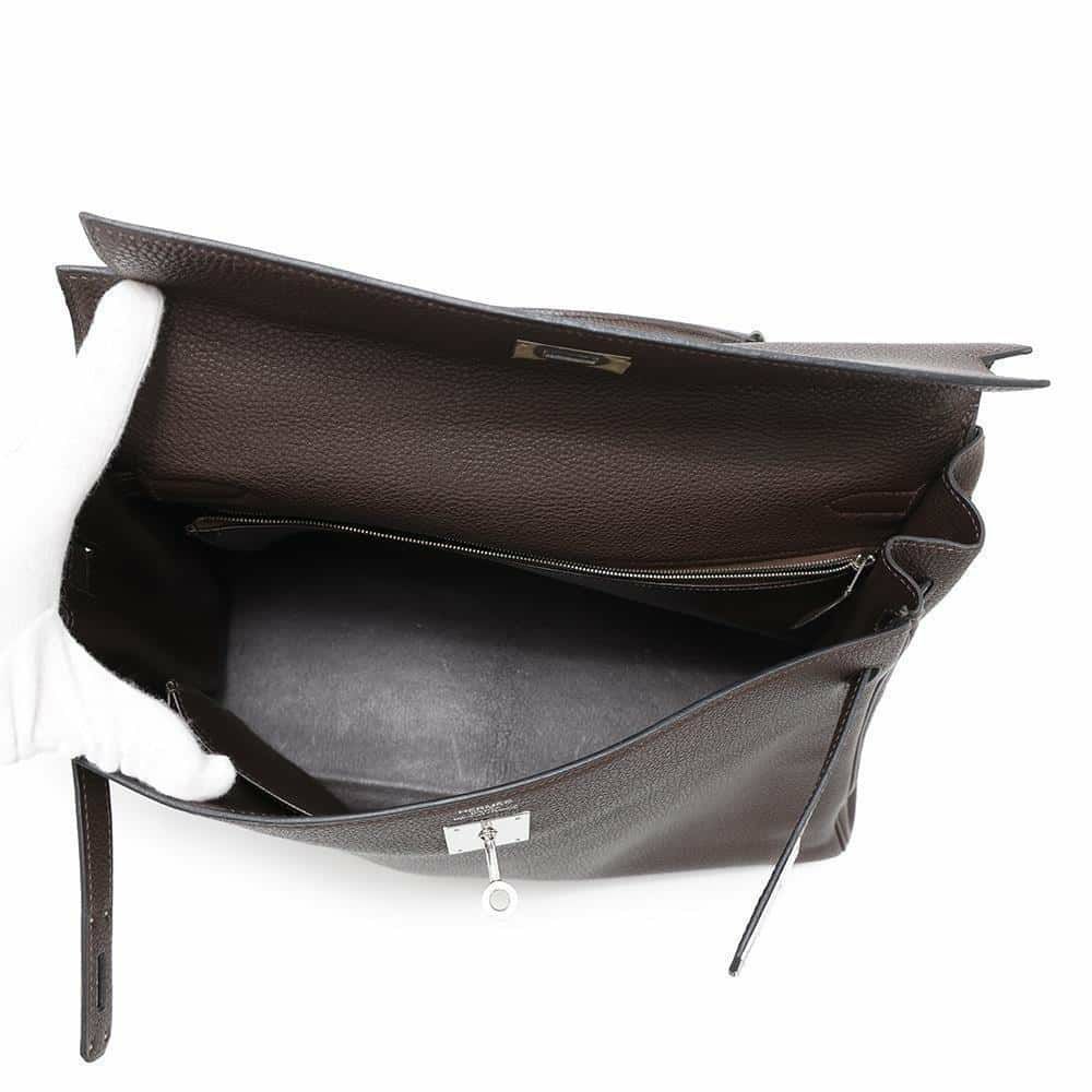 エルメス ハンドバッグ ケリー35 内縫い ショコラ/シルバー金具 トゴ □J刻印 2way