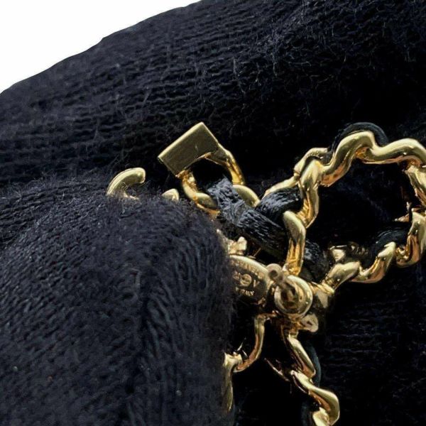 シャネル ピアス ココマーク リボン チェーン レザー I24 V AB8827 CHANEL アクセサリー 黒