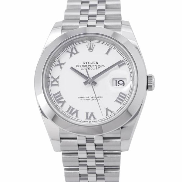 ロレックス デイトジャスト41 ランダムシリアル ルーレット 126300 ROLEX 腕時計 白文字盤 ローマン