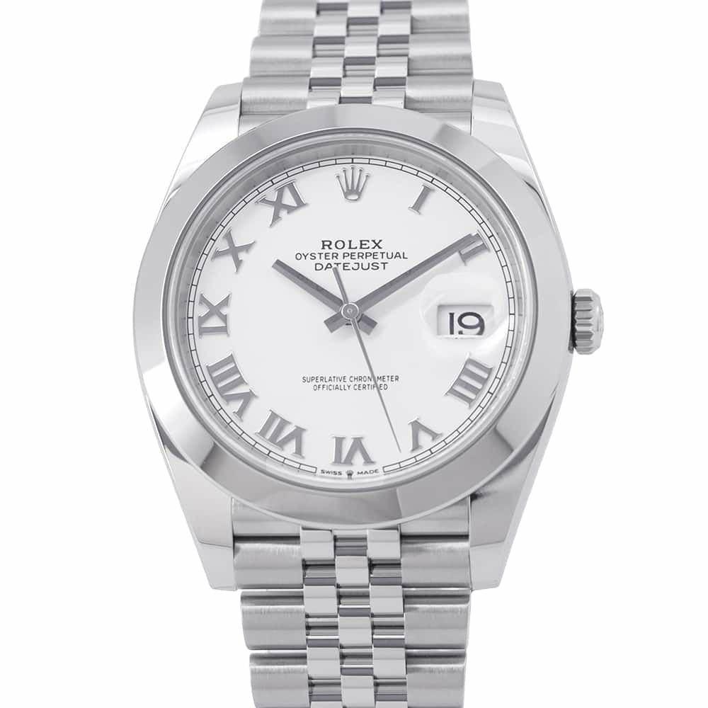 ロレックス デイトジャスト41 ランダムシリアル ルーレット 126300 ROLEX 腕時計 白文字盤 ローマン