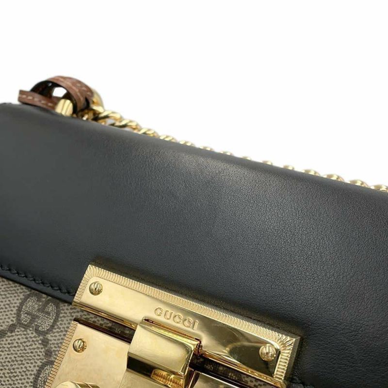 グッチ チェーンショルダーバッグ GGスプリーム パドロック スモール 409487 GUCCI 黒