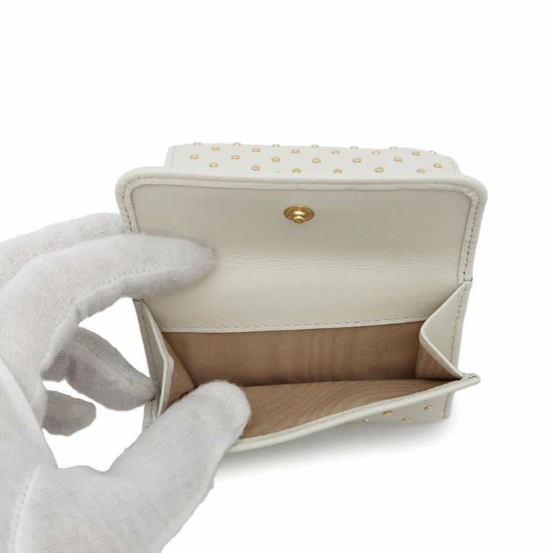 プラダ 三つ折り財布 ミニスタッズ レザー 1MH043 PRADA 財布 白