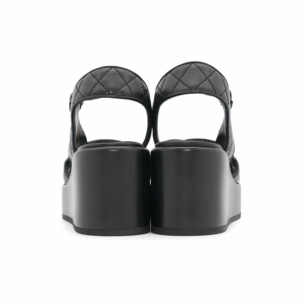 シャネル サンダル ココマーク マトラッセ ウェッジソール ラムスキン レディースサイズ38C G39918 CHANEL 靴 黒