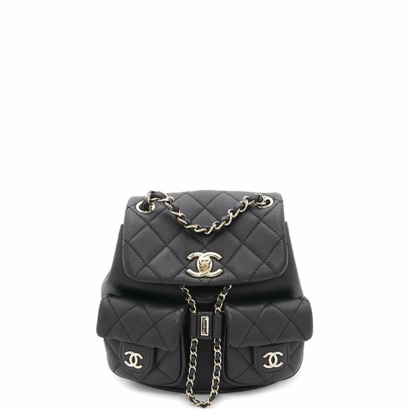 シャネル リュック マトラッセ ココマーク スモール ラムスキン AS3787 CHANEL バックパック 黒