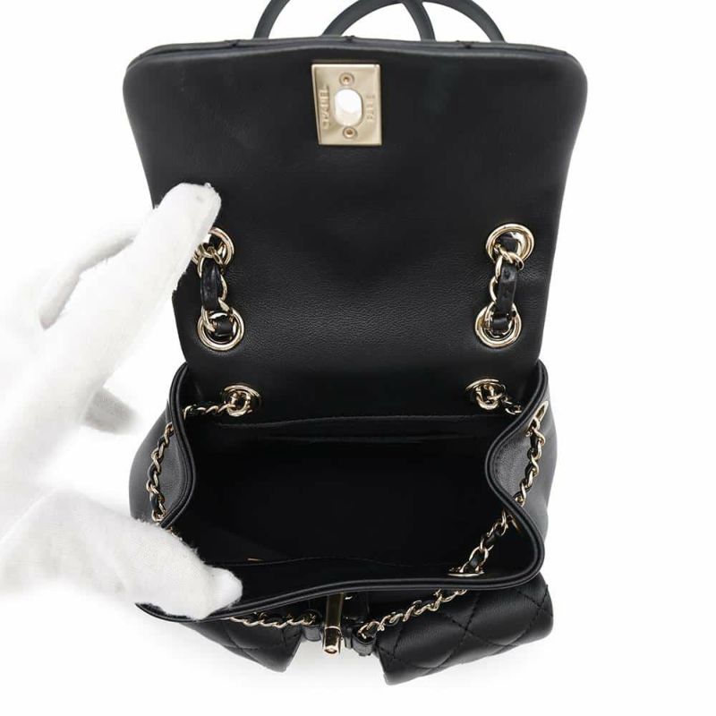 シャネル リュック マトラッセ ココマーク スモール ラムスキン AS3787 CHANEL バックパック 黒
