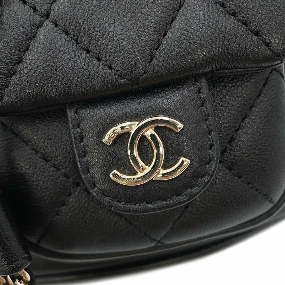 シャネル リュック マトラッセ ココマーク スモール ラムスキン AS3787 CHANEL バックパック 黒