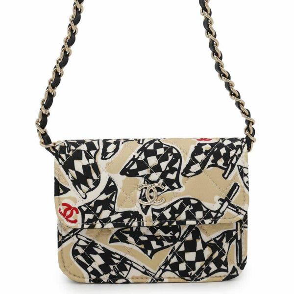 シャネル ノベルティ マトラッセ ココマーク イヤーエンドギフト チェッカーフラッグ プリント キャンバス ミニバッグ 非売品