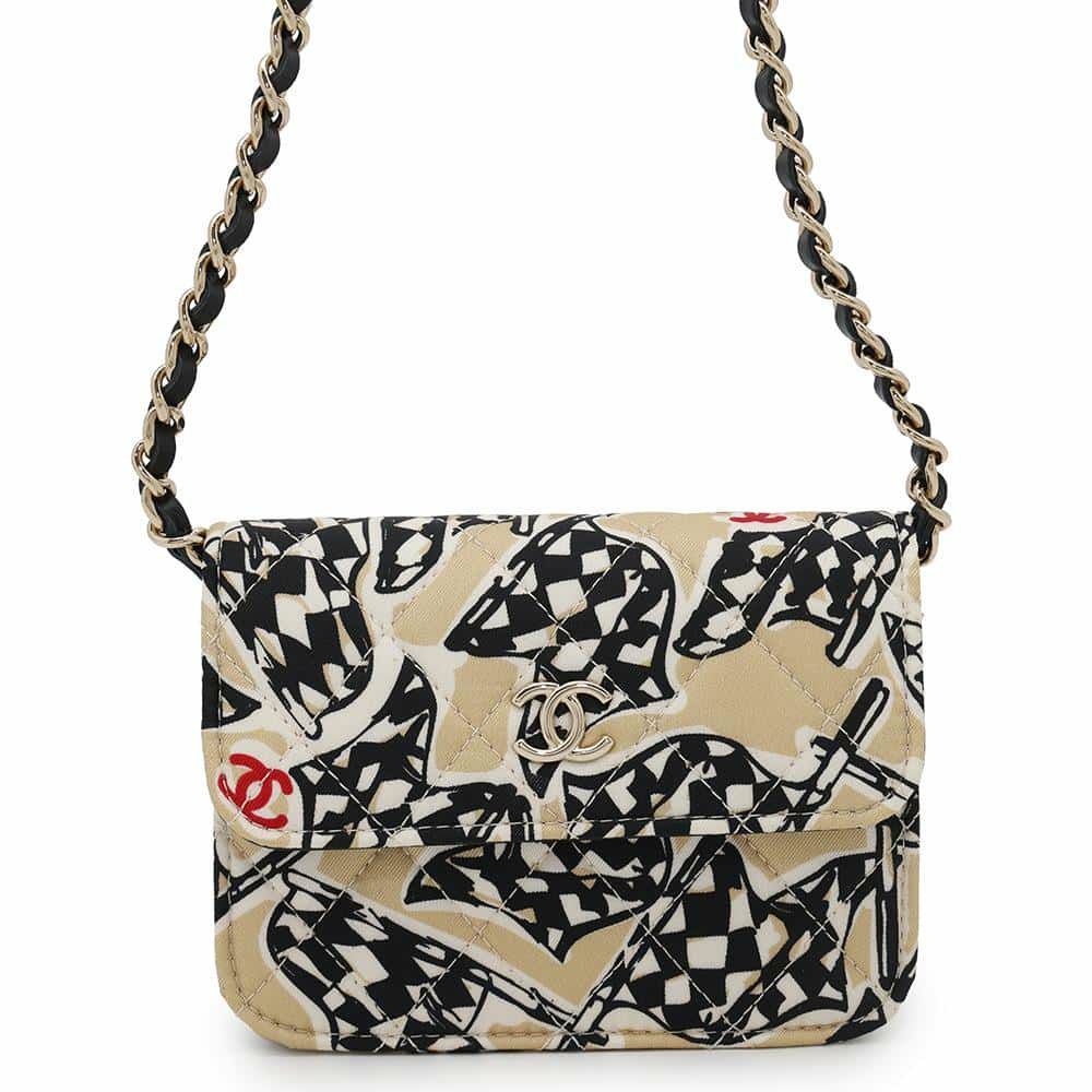 シャネル ノベルティ マトラッセ ココマーク イヤーエンドギフト チェッカーフラッグ プリント キャンバス ミニバッグ 非売品