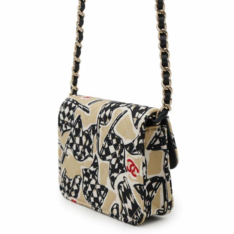 シャネル ノベルティ マトラッセ ココマーク イヤーエンドギフト チェッカーフラッグ プリント キャンバス ミニバッグ 非売品