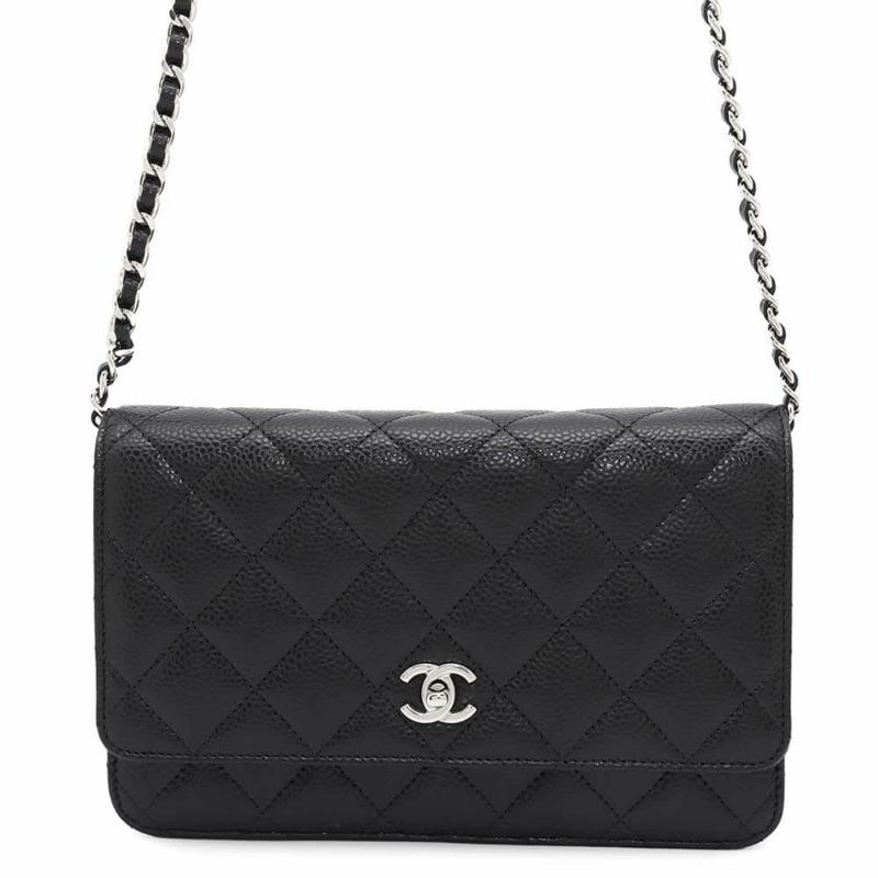 シャネル チェーンウォレット マトラッセ ココマーク キャビアスキン AP4241 CHANEL 財布 黒