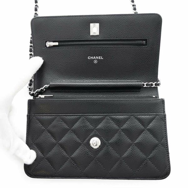シャネル チェーンウォレット マトラッセ ココマーク キャビアスキン AP4241 CHANEL 財布 黒