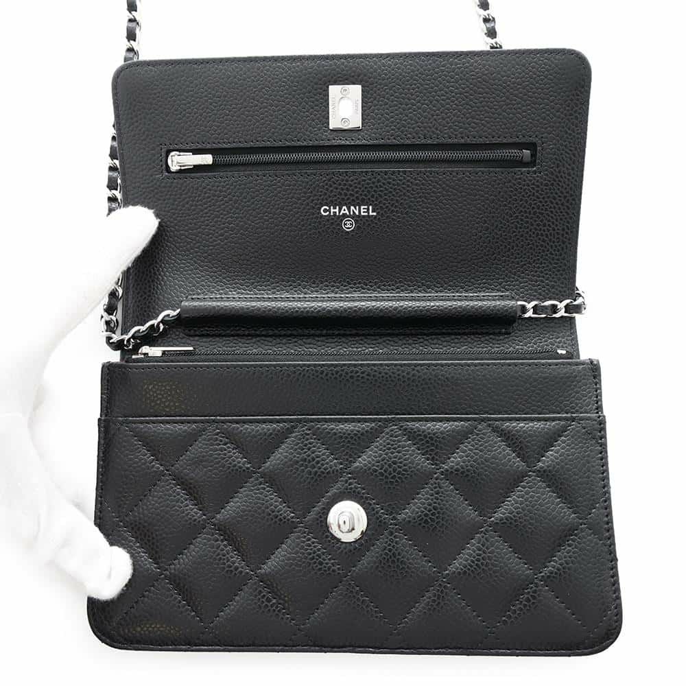 シャネル チェーンウォレット マトラッセ ココマーク キャビアスキン AP4241 CHANEL 財布 黒