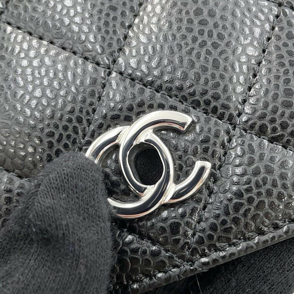 シャネル チェーンウォレット マトラッセ ココマーク キャビアスキン AP4241 CHANEL 財布 黒