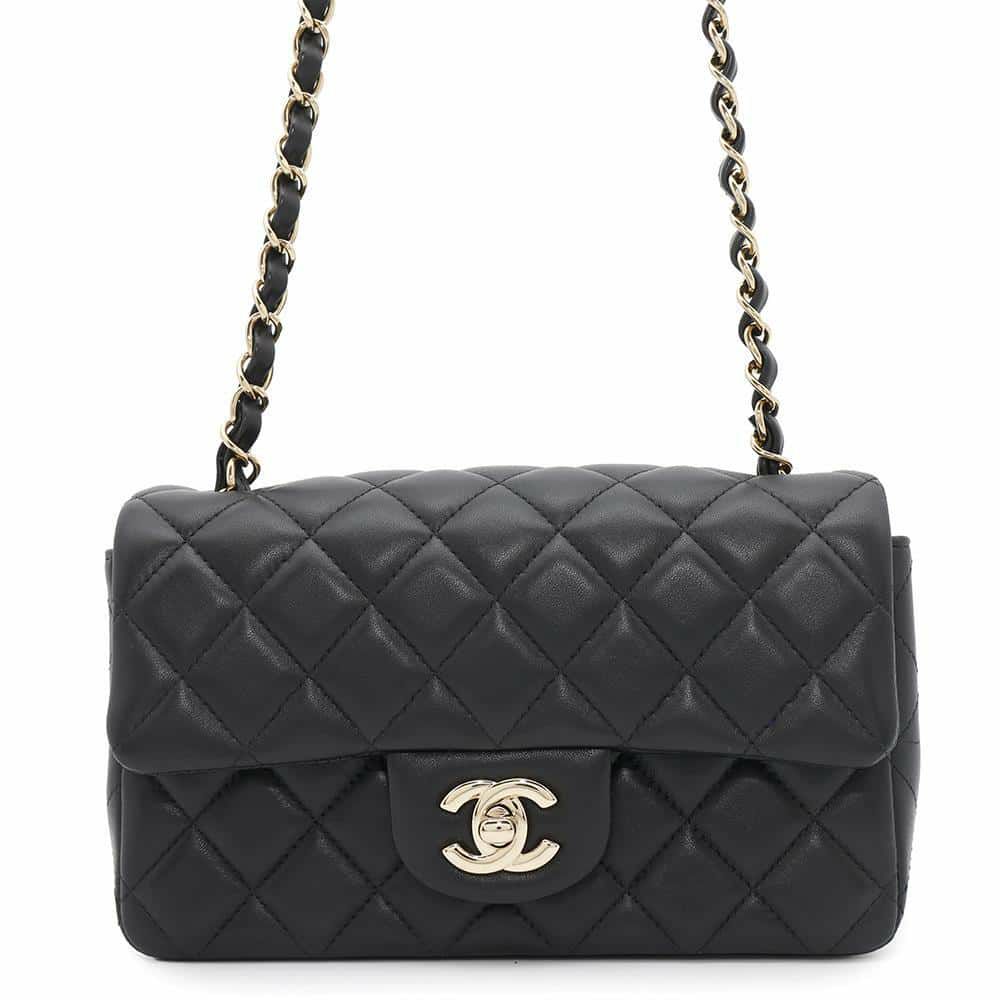 シャネル チェーンショルダーバッグ ミニ マトラッセ 20 ココマーク ラムスキン A69900 CHANEL 黒 フラップ