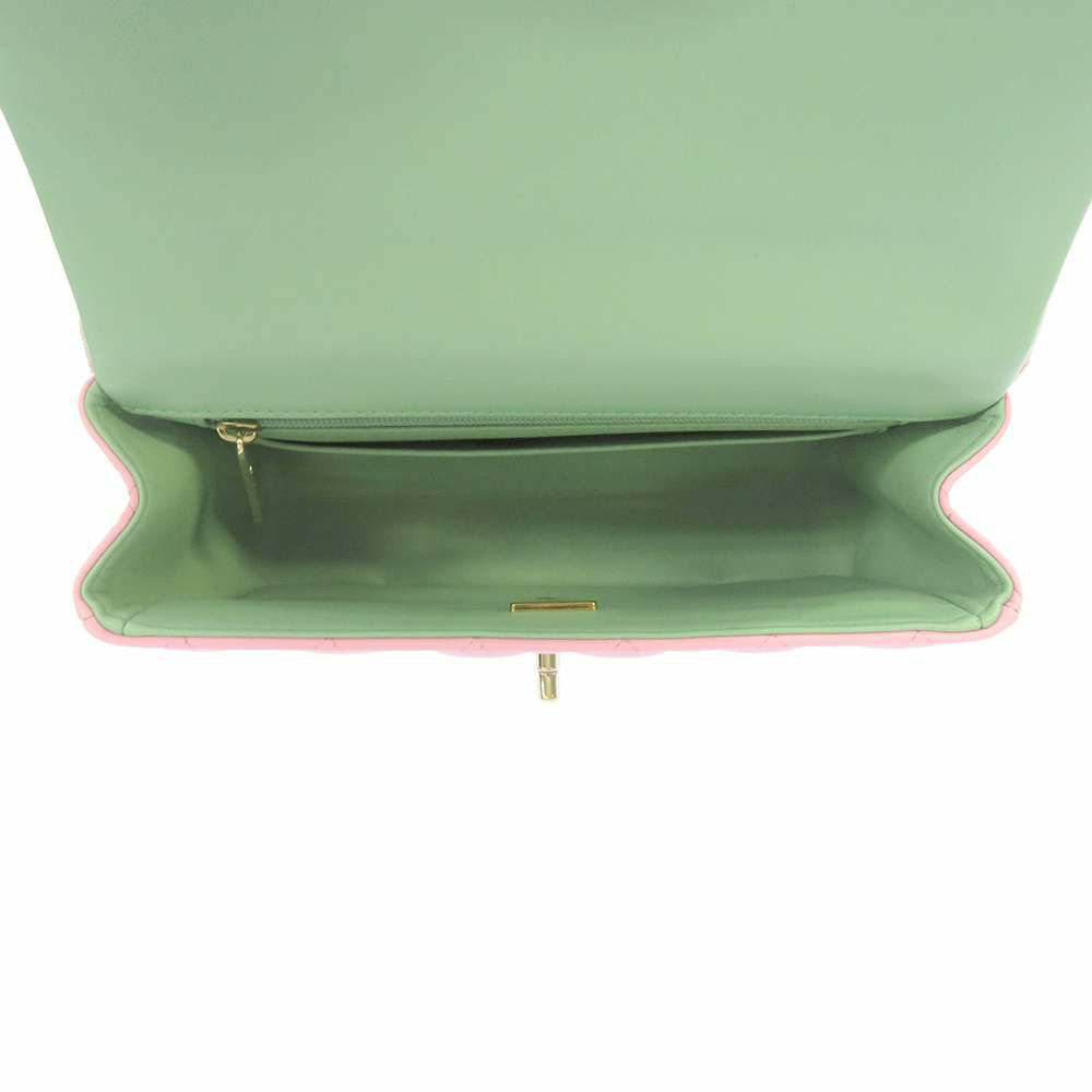 シャネル チェーンショルダーバッグ マトラッセ ココマーク トップハンドル ミニ フラップ ラムスキン AS2431 CHANEL