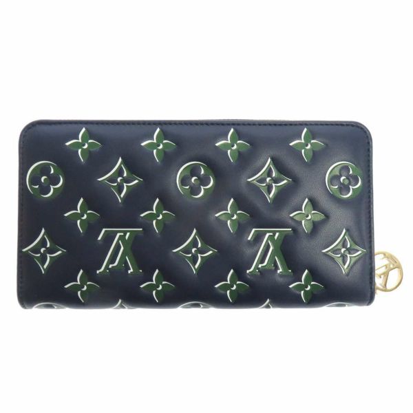 ルイヴィトン 長財布 ラムレザー ジッピー・ウォレット M82642 LOUIS VUITTON ネイビー/グリーン