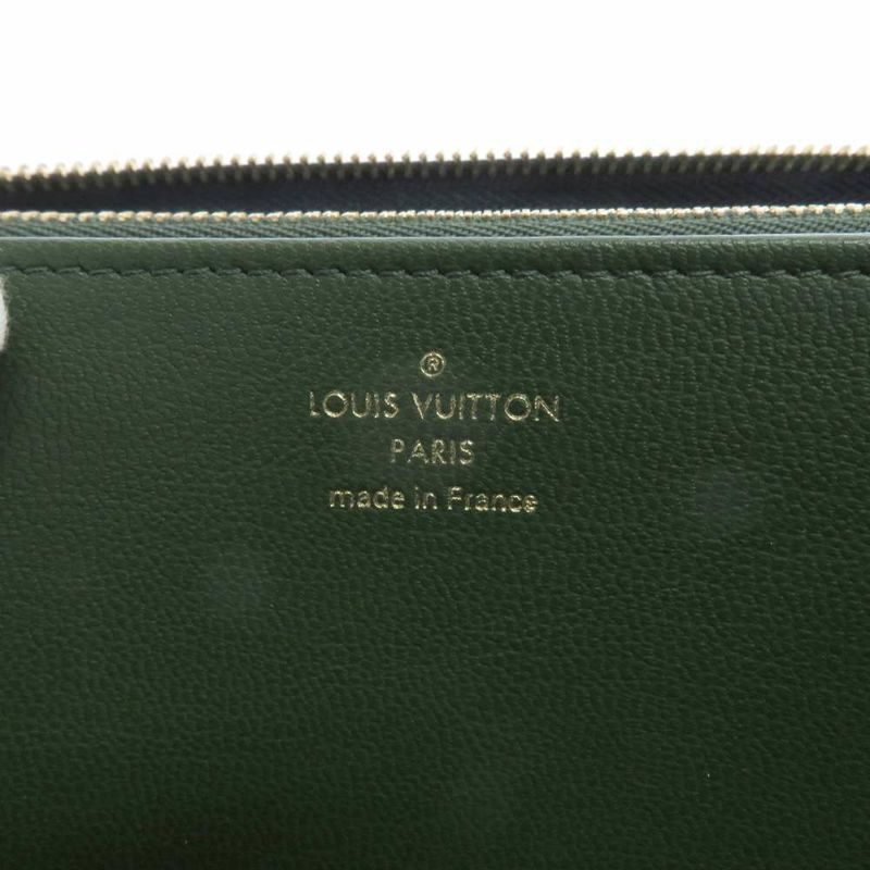 ルイヴィトン 長財布 ラムレザー ジッピー・ウォレット M82642 LOUIS VUITTON ネイビー/グリーン