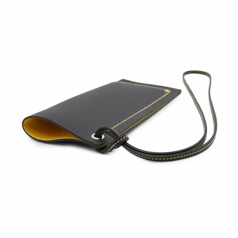 エルメス メガネケース Hセリエ ヴェルソ ブラック/ジョーヌナプル エプソン W刻印 HERMES ポーチ 黒